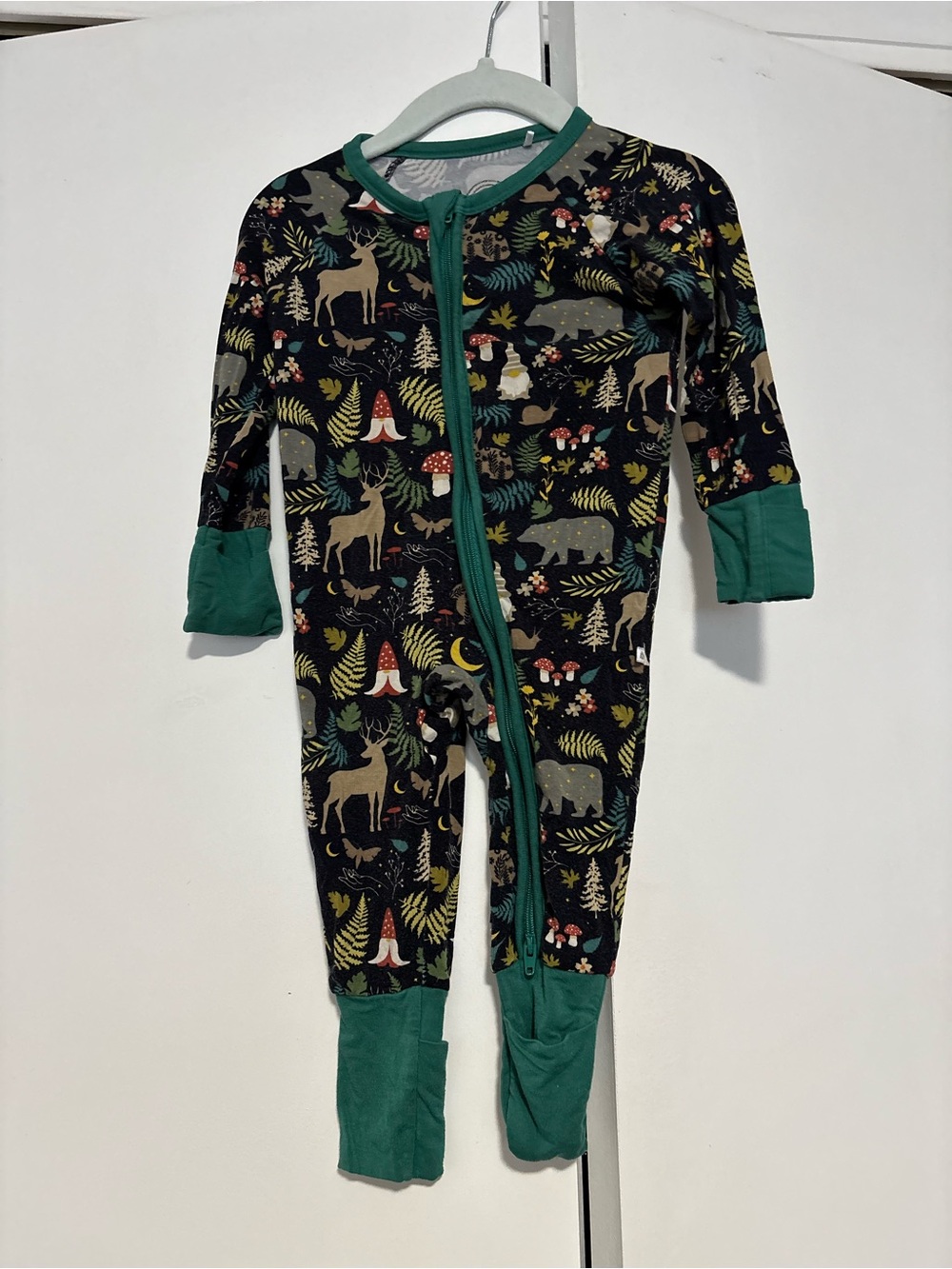 Emerson bamboo 3-6 months Forest Animal Footed One-Piece Pajamas